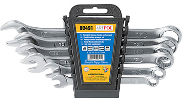 00491 Kpl.kluczy płasko-oczkowych 8-17mm/  6szt._(CrV)