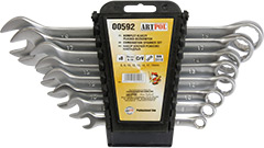 00592 Kpl.kluczy płasko-oczkowych 6-19mm/  8szt._(CrV)-satynowane