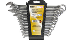 00594 Kpl.kluczy płasko-oczkowych 6-22mm/12szt._(CrV)-satynowane