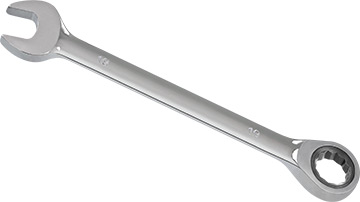 00619-W Klucz płasko-oczkowy 19mm_(CrV)-polerowany z grzechotką