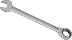 00619-W Klucz płasko-oczkowy 19mm_(CrV)-polerowany z grzechotką