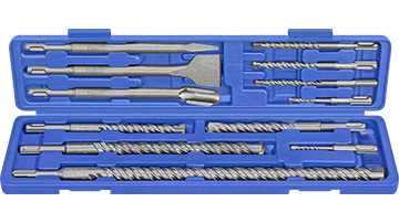 48495 Komplet wierteł i dłut do betonu 5-20mm /12szt. uchwyty SDS-plus, KVS-[S4], 1-ostrzowe głowice wie